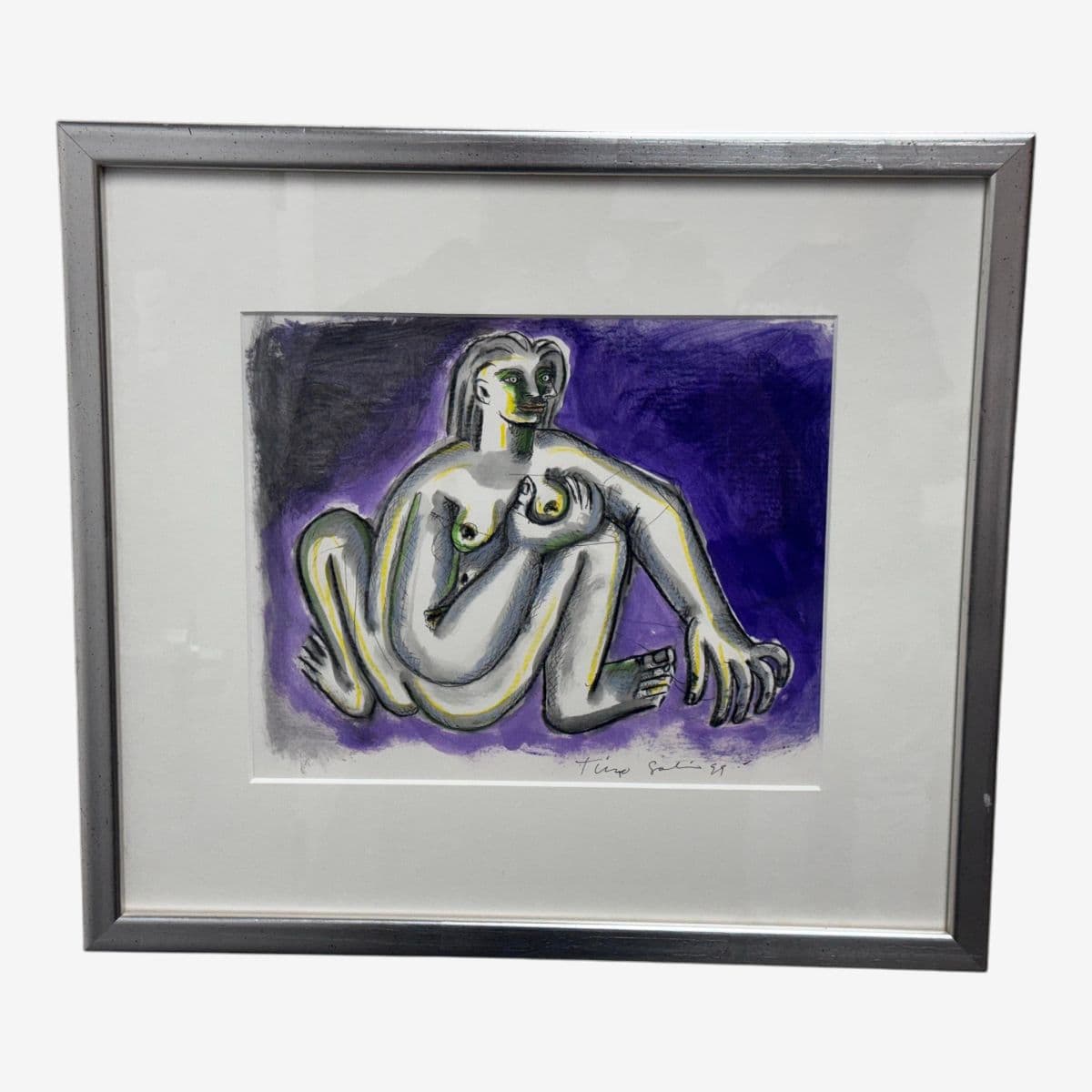 Circa 1999 Timo Solin Framed Ink Wash/ Water Color - Image 1