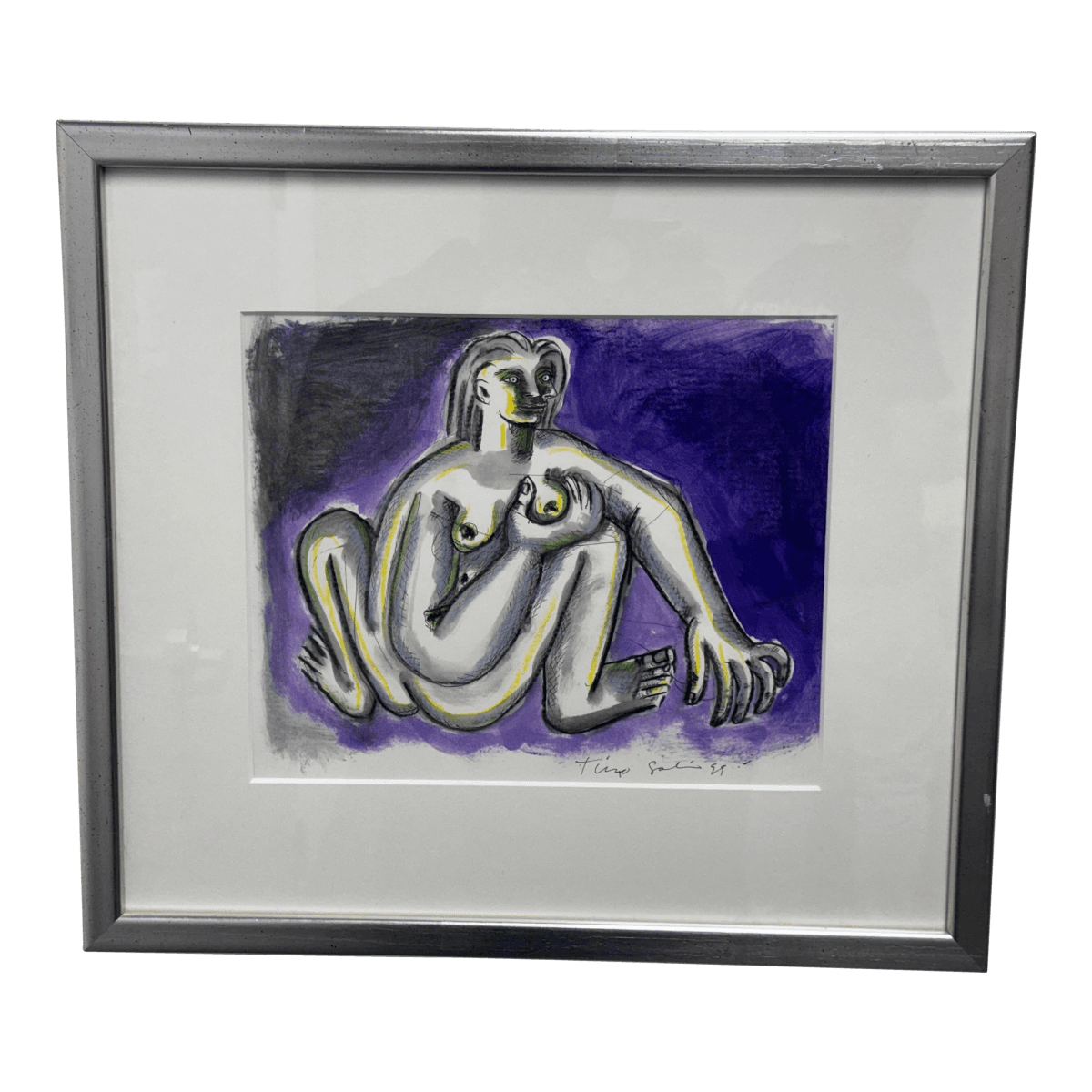 Circa 1999 Timo Solin Framed Ink Wash/ Water Color - Thumbnail 2