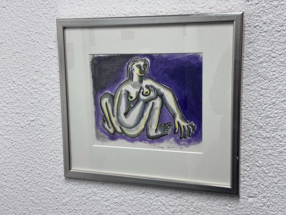 Circa 1999 Timo Solin Framed Ink Wash/ Water Color - Thumbnail 5