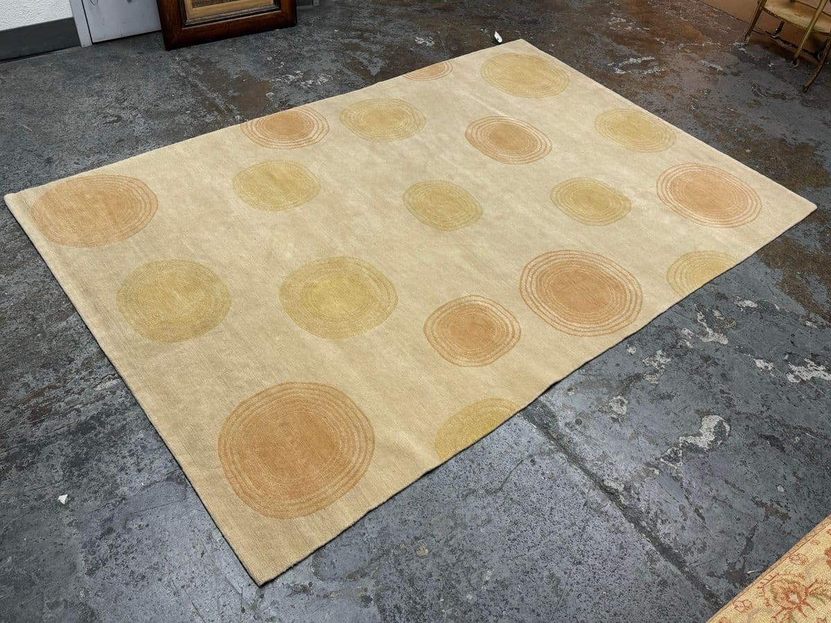 6ft X 9ft Warp & Weft Metro Modern Nepalese Sand Area Rug + Colorful Circles - Thumbnail 3