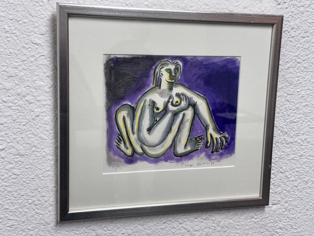 Circa 1999 Timo Solin Framed Ink Wash/ Water Color - Thumbnail 4