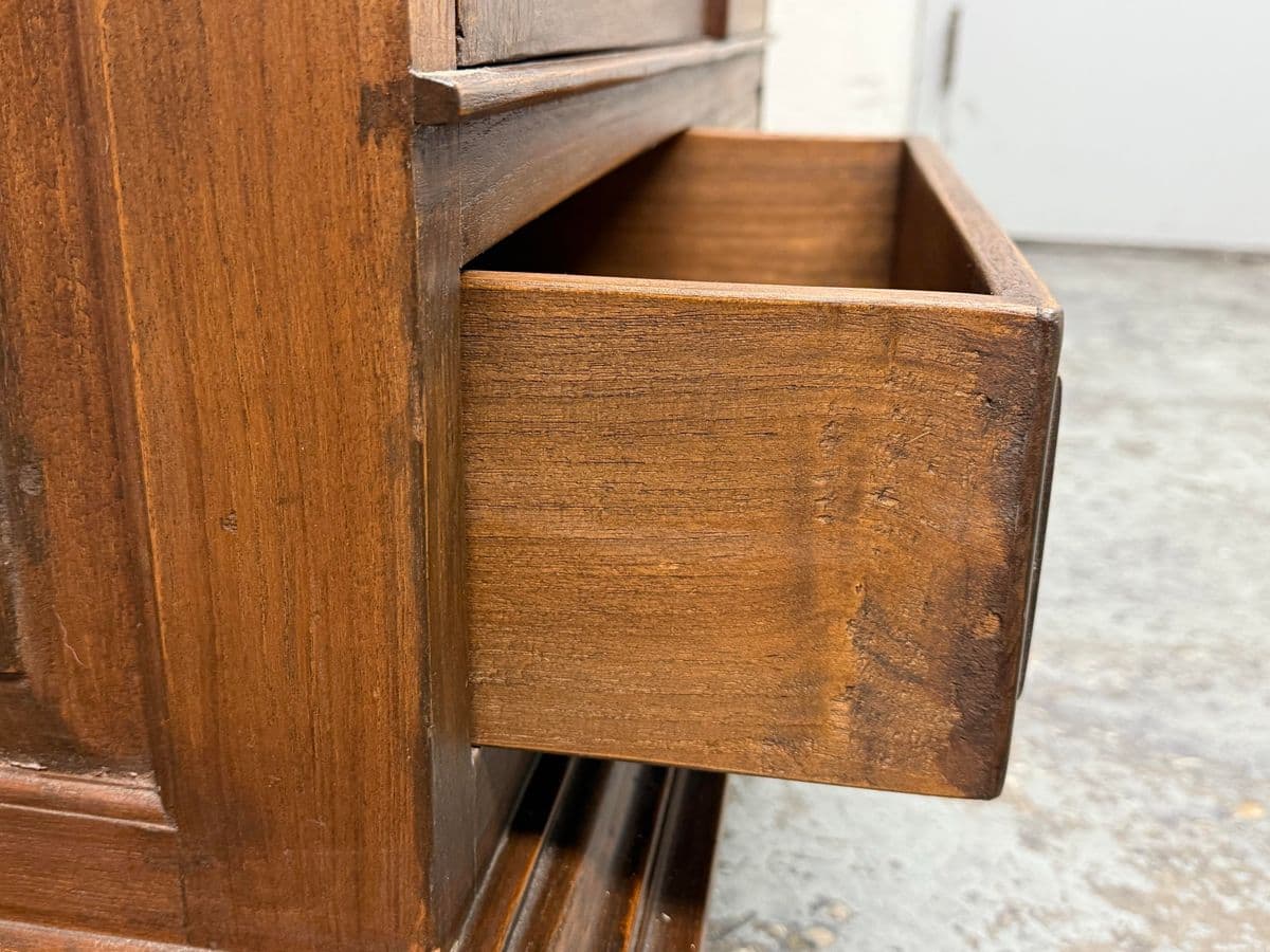 Vintage Solid Teak Wood Entertainment Two Piece Armoire - Thumbnail 8