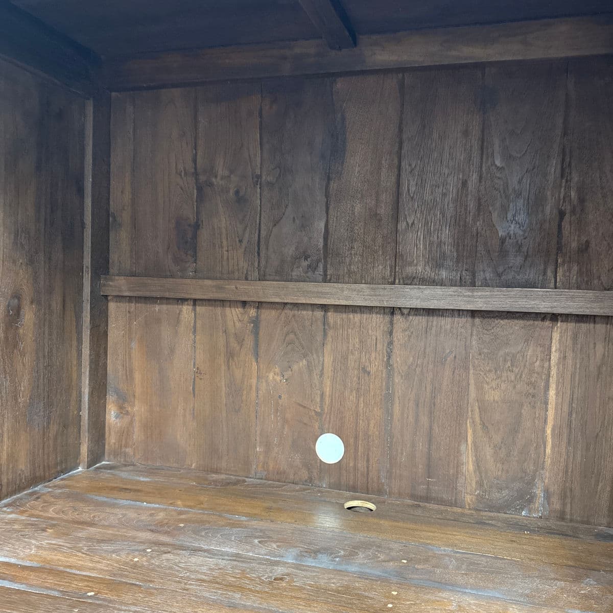 Vintage Solid Teak Wood Entertainment Two Piece Armoire - Thumbnail 13