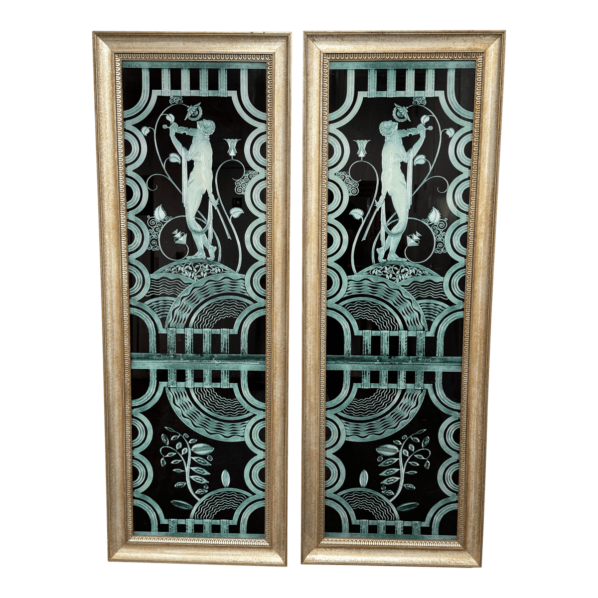 Art Deco in the Style of Paul Fehér Muse With Violin Screens, Pair - Thumbnail 2