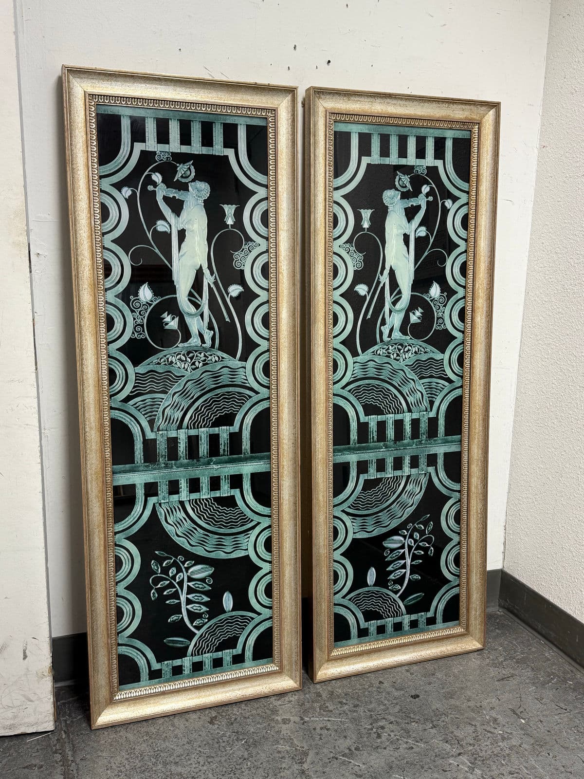 Art Deco in the Style of Paul Fehér Muse With Violin Screens, Pair - Thumbnail 4