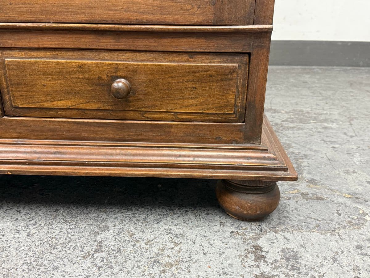 Vintage Solid Teak Wood Entertainment Two Piece Armoire - Thumbnail 9