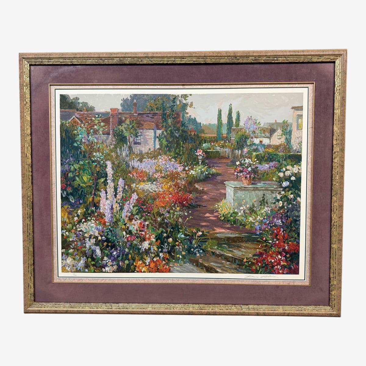 Henri Plisson "British Garden" Limited Edition 74 of 300 Lithograph , Signed + Framed - Image 1