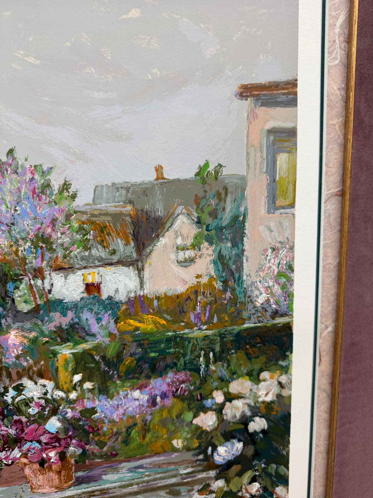 Henri Plisson "British Garden" Limited Edition 74 of 300 Lithograph , Signed + Framed - Thumbnail 4