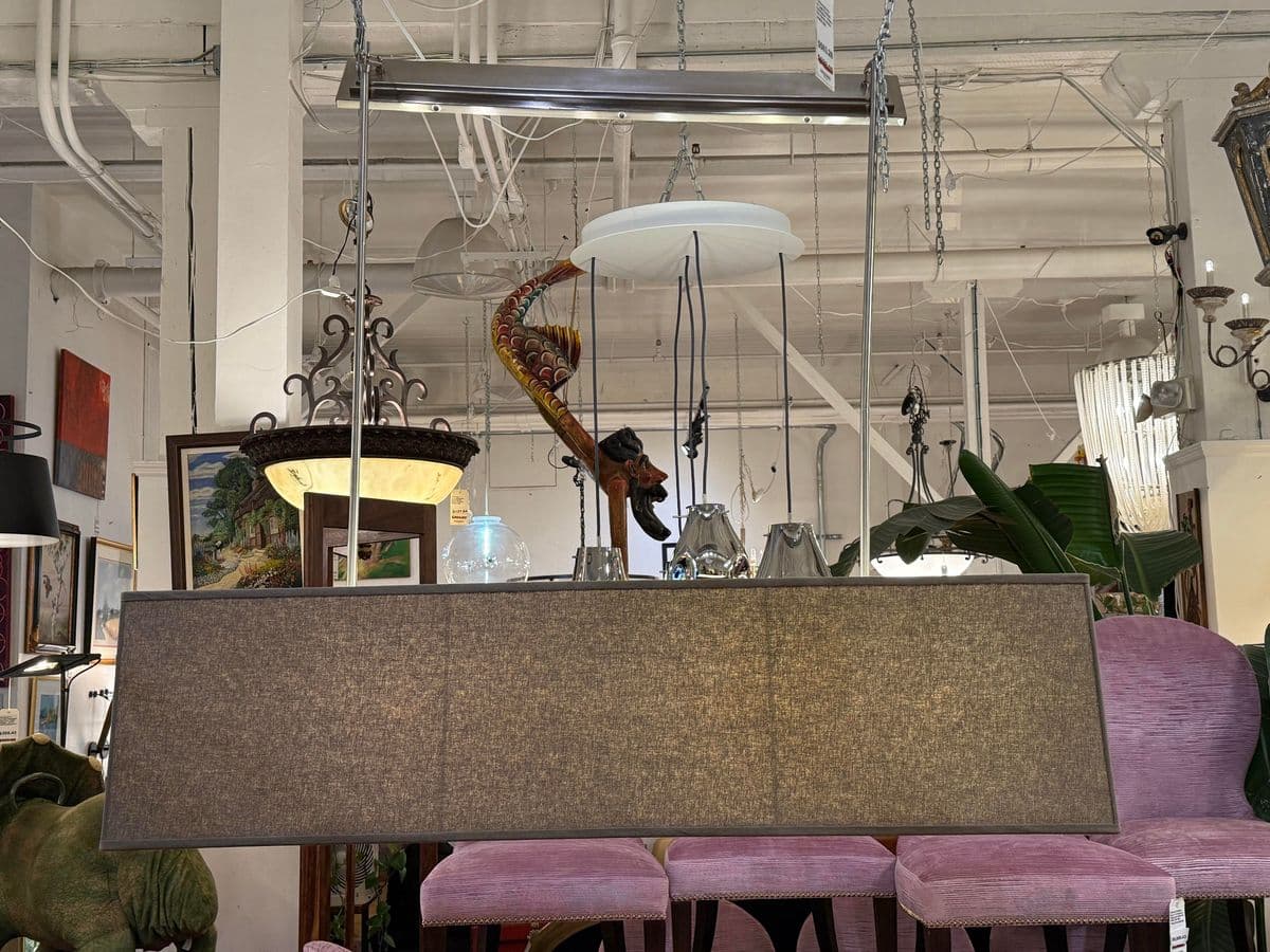 Restoration Hardware Rectangular Shadow Box Greige Pendant - Thumbnail 3