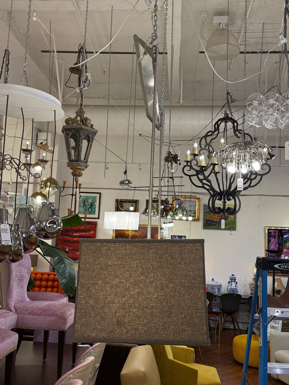 Restoration Hardware Rectangular Shadow Box Greige Pendant - Thumbnail 7