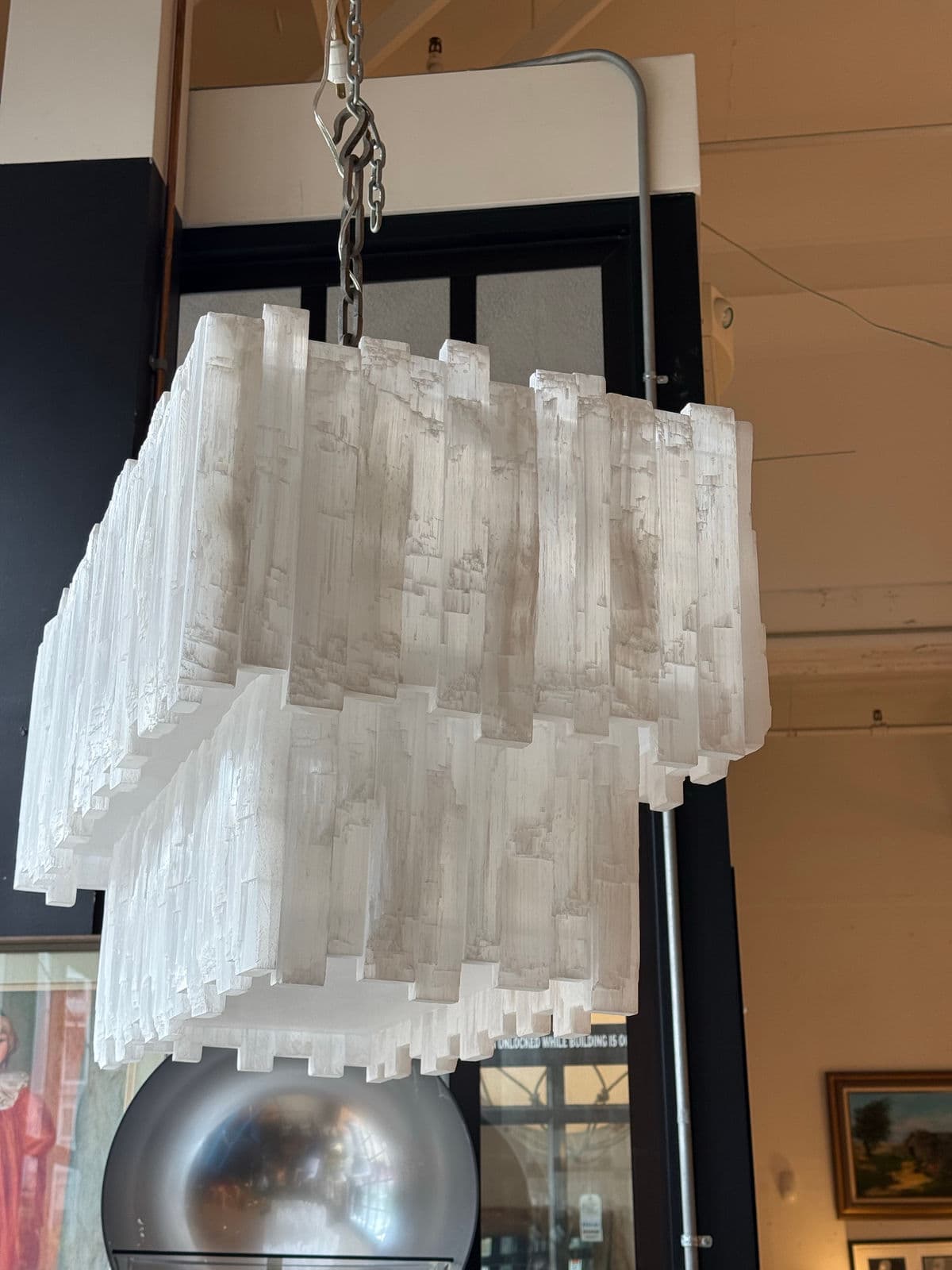 Two Tiered Design Selenite Chandelier - Thumbnail 9
