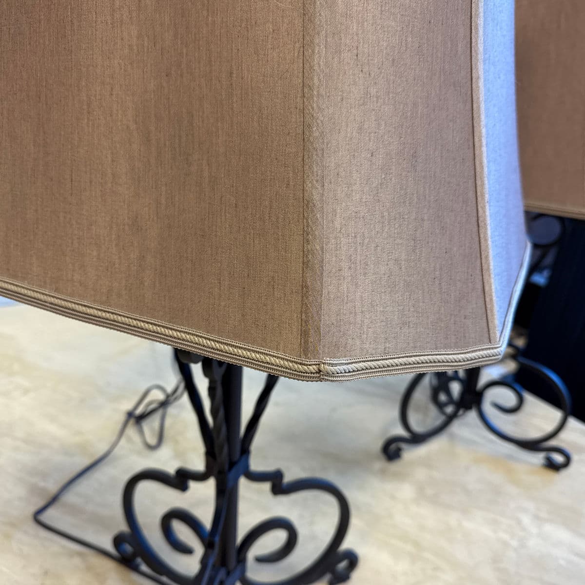 Rustic European Forged Iron Table Lamps, Pair - Thumbnail 11