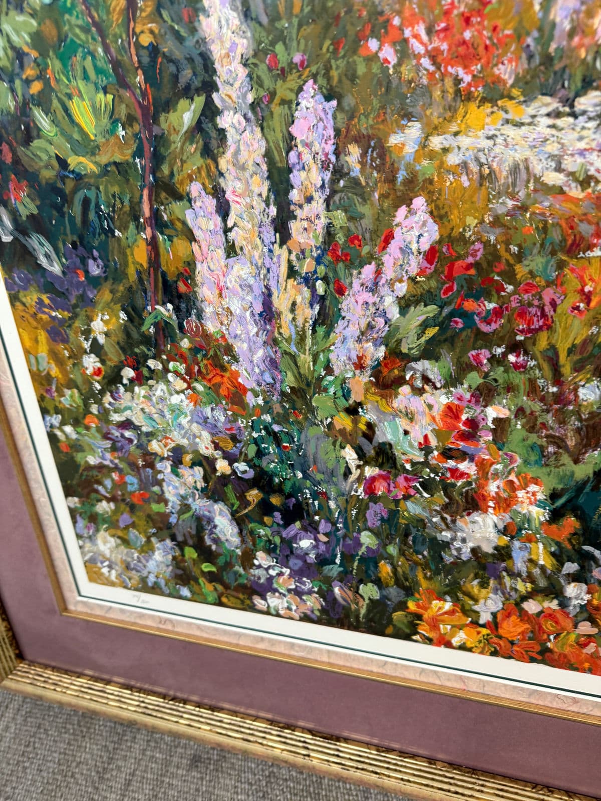 Henri Plisson "British Garden" Limited Edition 74 of 300 Lithograph , Signed + Framed - Thumbnail 9