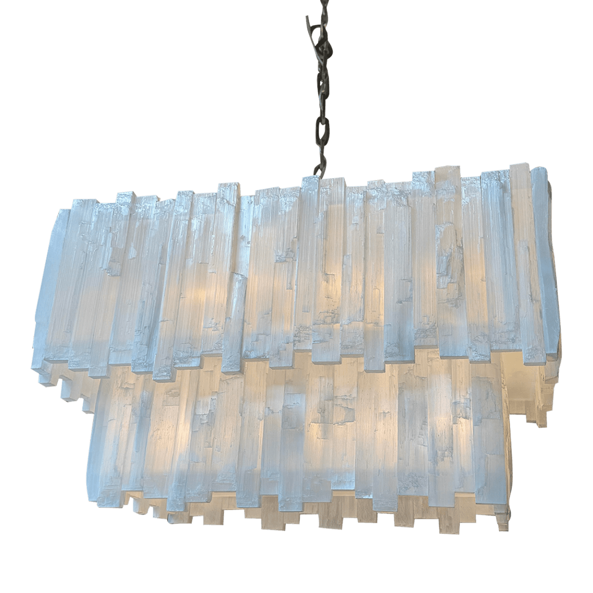 Two Tiered Design Selenite Chandelier - Thumbnail 2