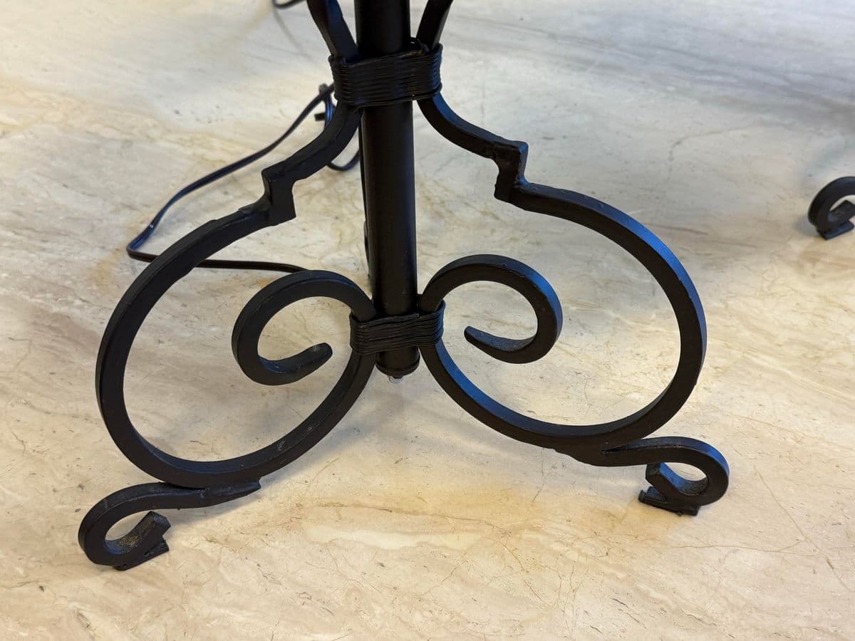 Rustic European Forged Iron Table Lamps, Pair - Thumbnail 5