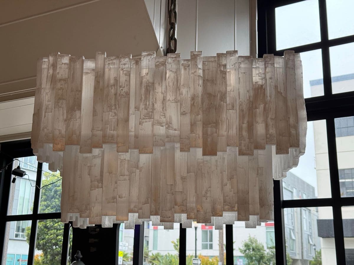 Two Tiered Design Selenite Chandelier - Thumbnail 8