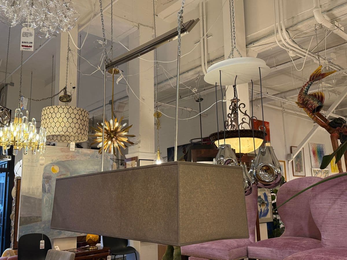 Restoration Hardware Rectangular Shadow Box Greige Pendant - Thumbnail 4