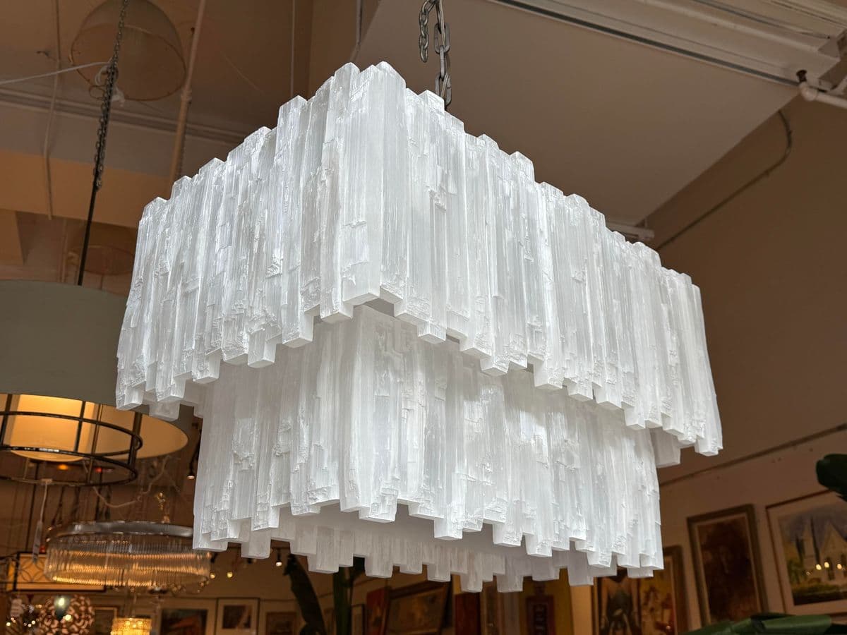 Two Tiered Design Selenite Chandelier - Thumbnail 4