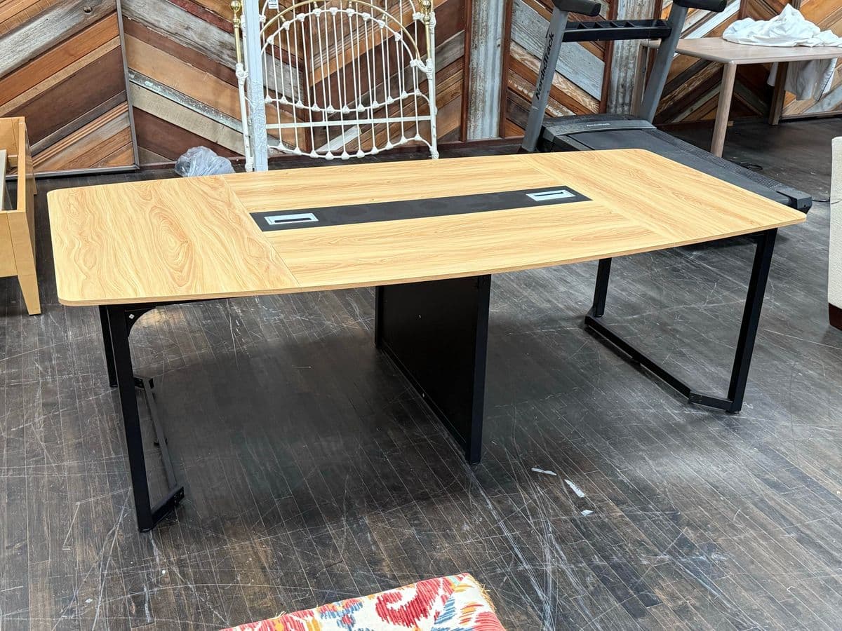 Tribesigns Modern Boat Shaped Rectangular Meeting Table - Thumbnail 4