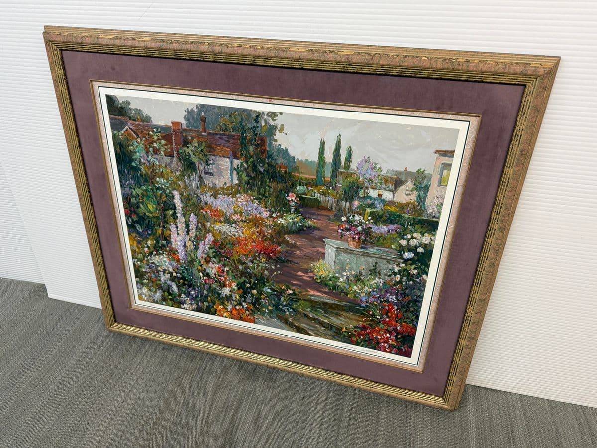 Henri Plisson "British Garden" Limited Edition 74 of 300 Lithograph , Signed + Framed - Thumbnail 7