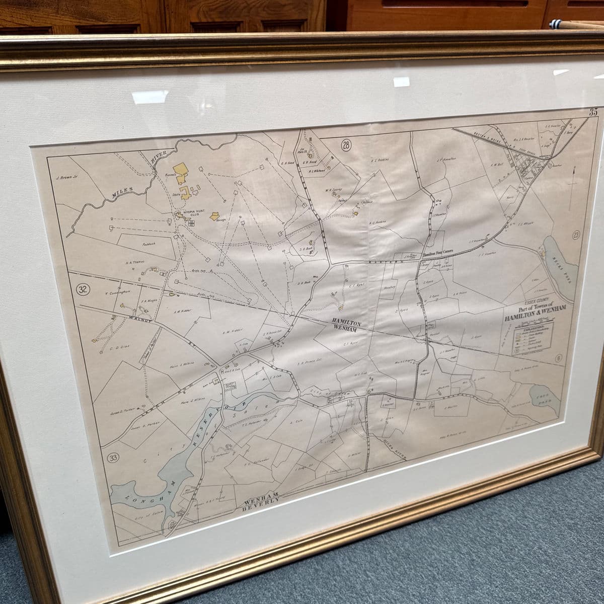 Vintage "Essex County Part of Towns of Hamilton - Wenham" Map, Framed - Thumbnail 11