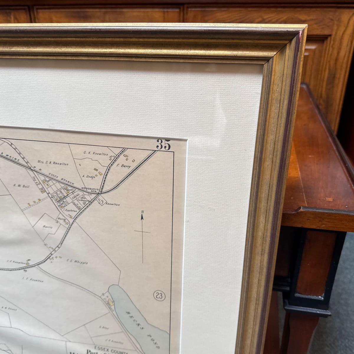 Vintage "Essex County Part of Towns of Hamilton - Wenham" Map, Framed - Thumbnail 8