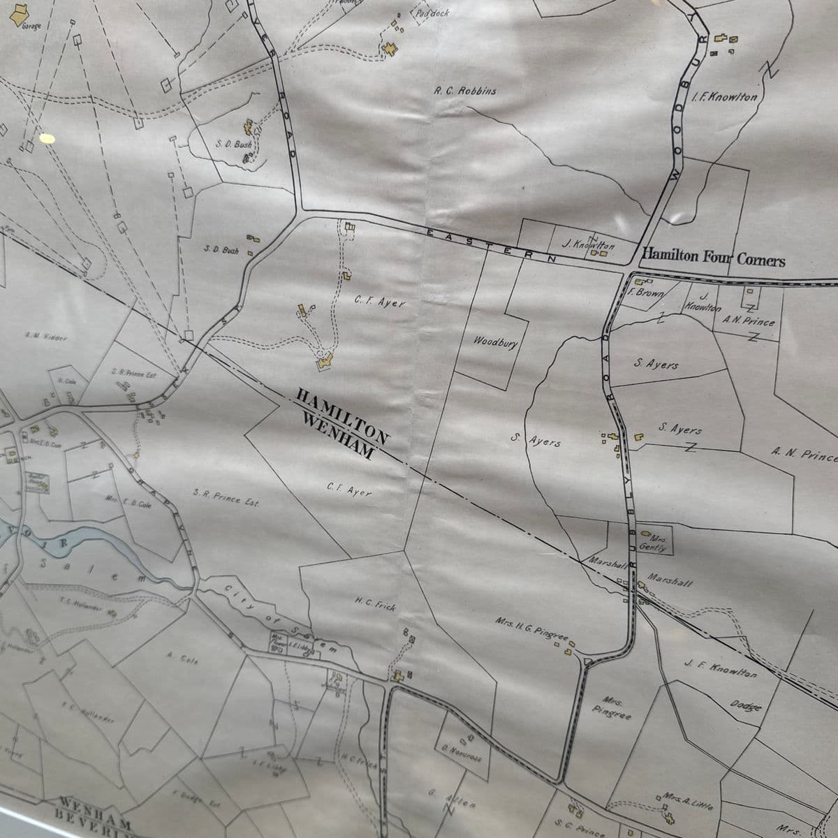 Vintage "Essex County Part of Towns of Hamilton - Wenham" Map, Framed - Thumbnail 4