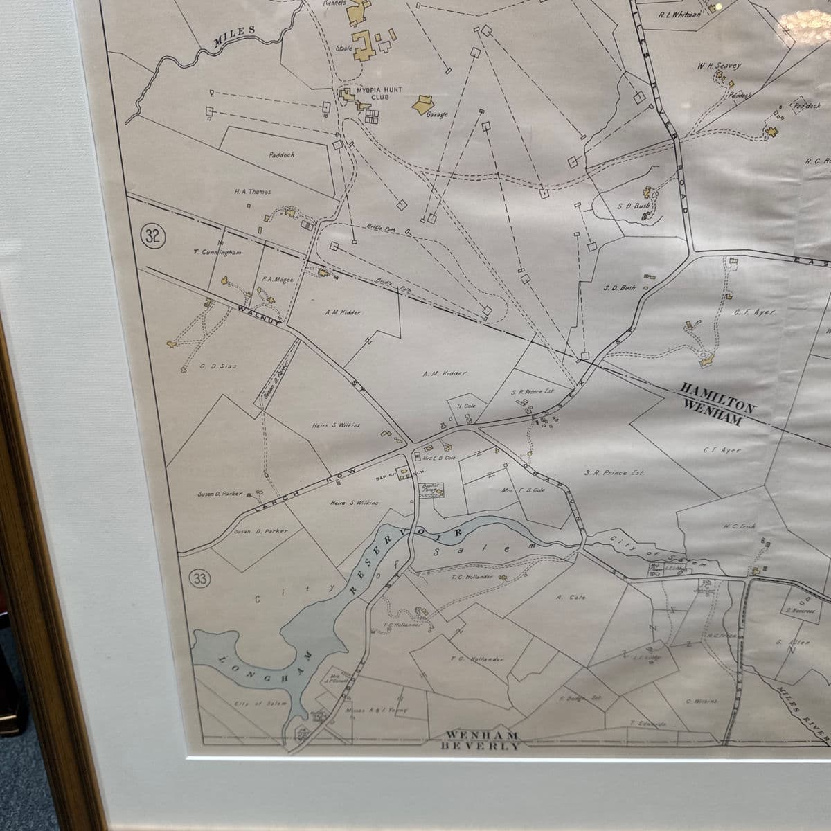 Vintage "Essex County Part of Towns of Hamilton - Wenham" Map, Framed - Thumbnail 12