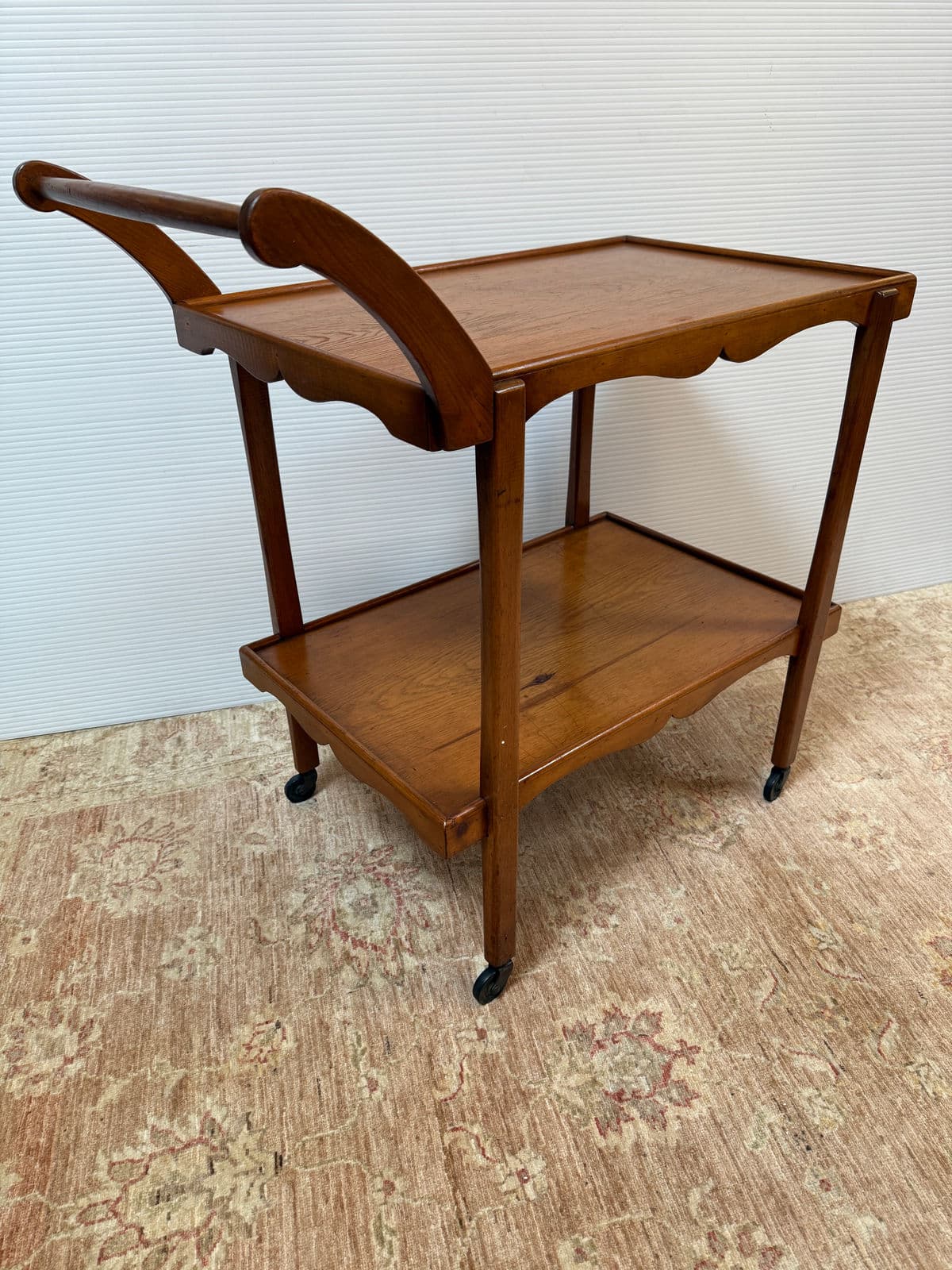 Antique Hand Carved Wooden Drink Cart - Thumbnail 4