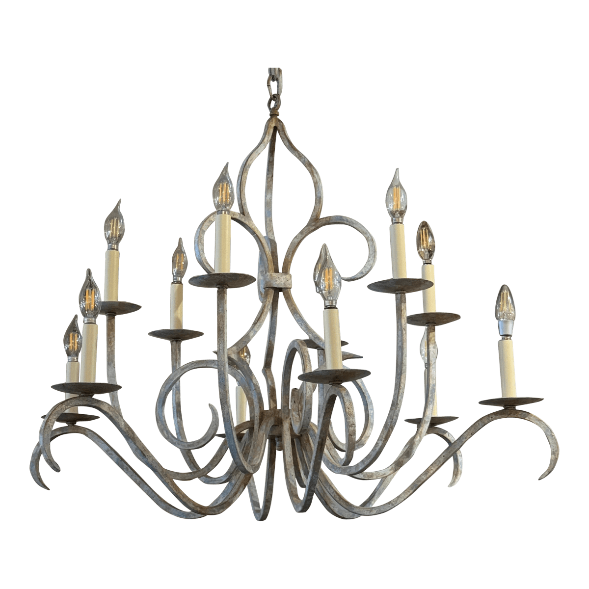 J. Clayton Lighting Shed Metal 12 Light Chandelier - Thumbnail 2