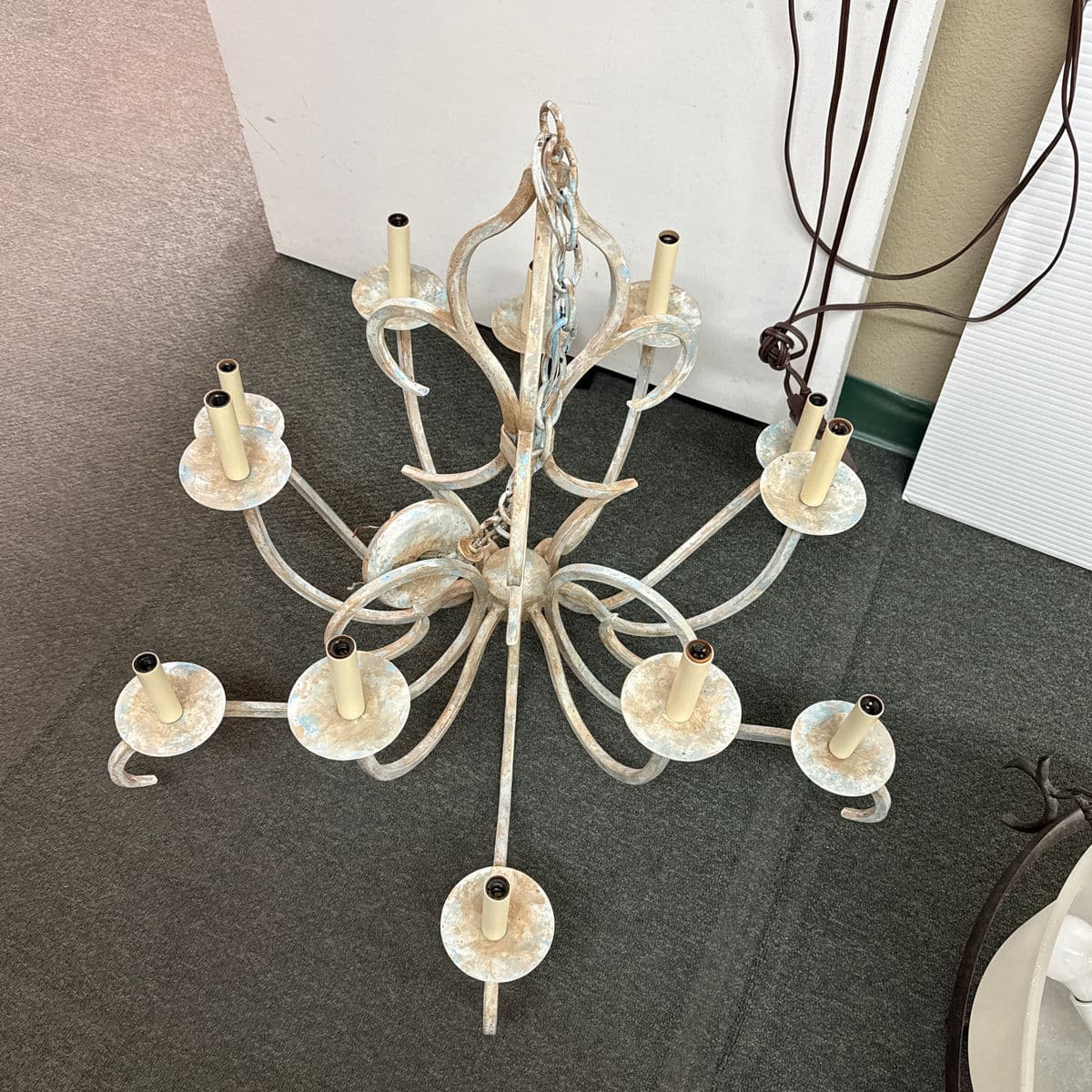 J. Clayton Lighting Shed Metal 12 Light Chandelier - Thumbnail 4