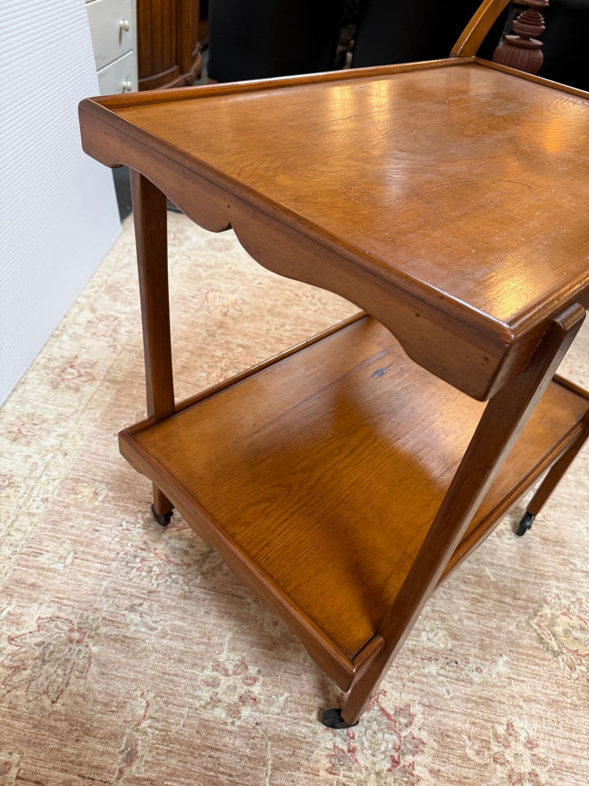 Antique Hand Carved Wooden Drink Cart - Thumbnail 10