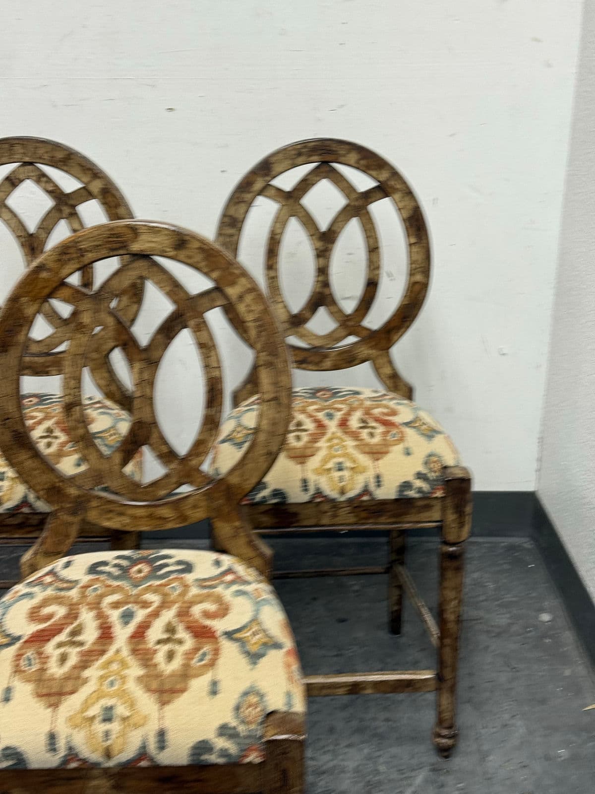 Custom Design Faux Finish Upholstered Counter Stools, Set of Three - Thumbnail 9