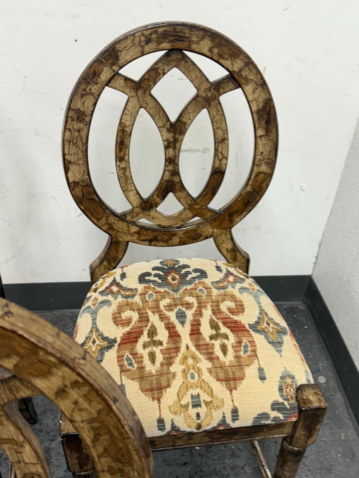 Custom Design Faux Finish Upholstered Counter Stools, Set of Three - Thumbnail 7