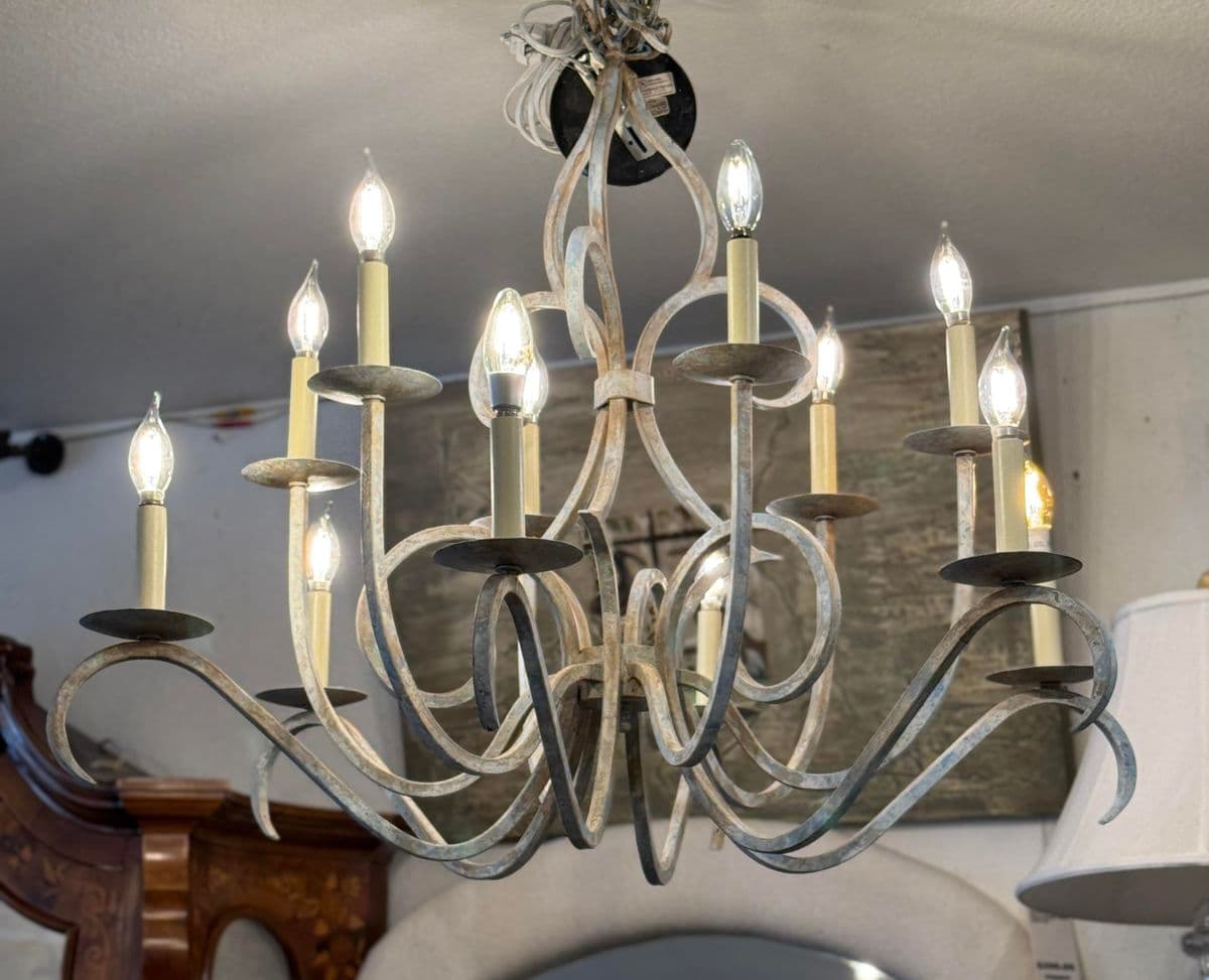 J. Clayton Lighting Shed Metal 12 Light Chandelier - Thumbnail 3