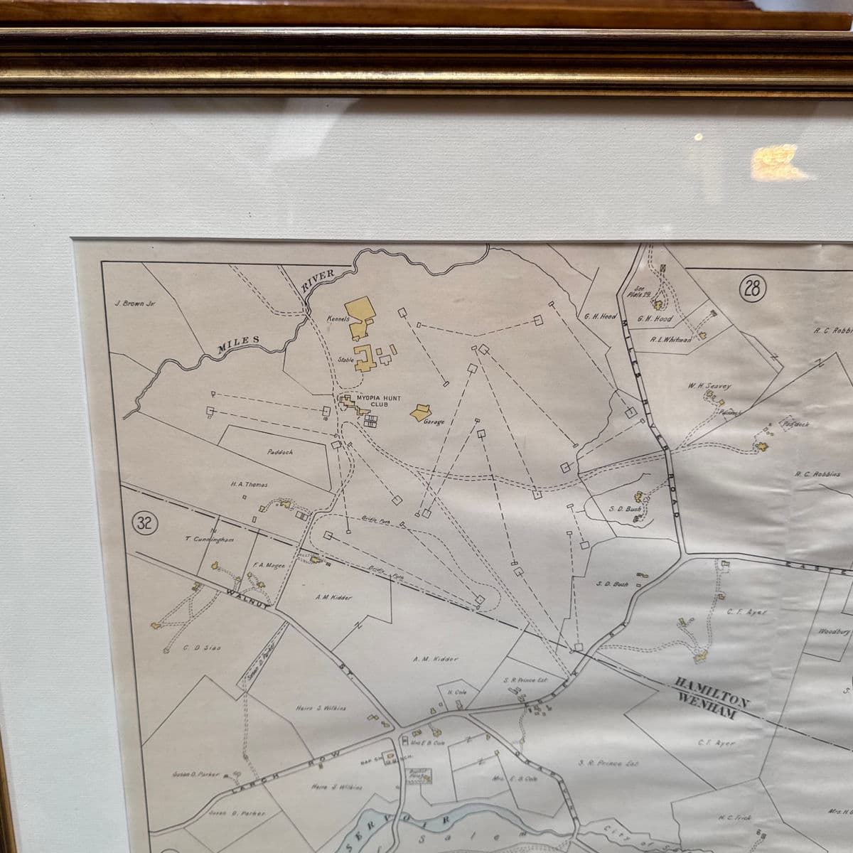 Vintage "Essex County Part of Towns of Hamilton - Wenham" Map, Framed - Thumbnail 13