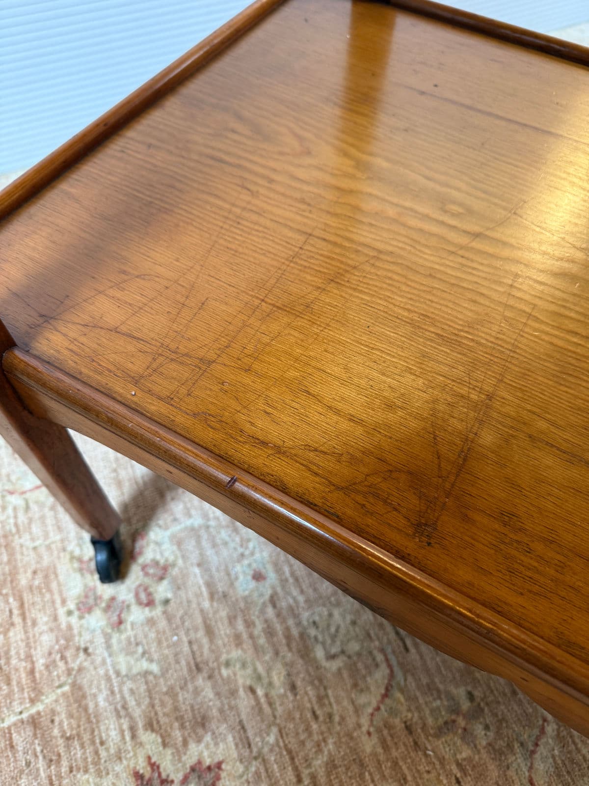 Antique Hand Carved Wooden Drink Cart - Thumbnail 9