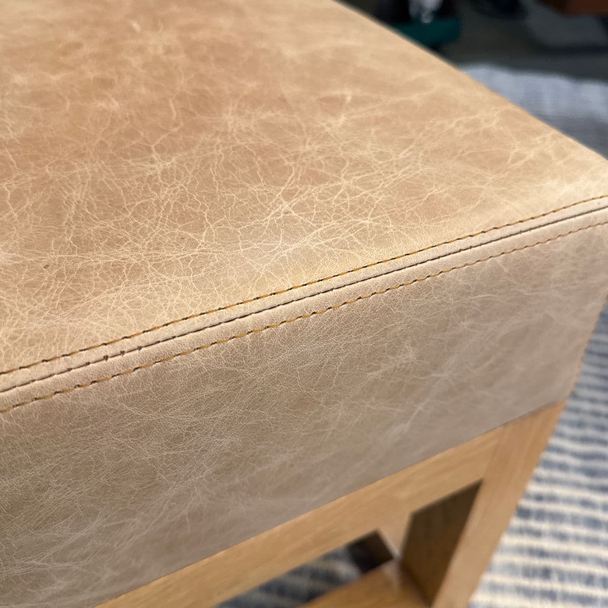 Custom Leather + Wood Custom Ottoman - Thumbnail 8