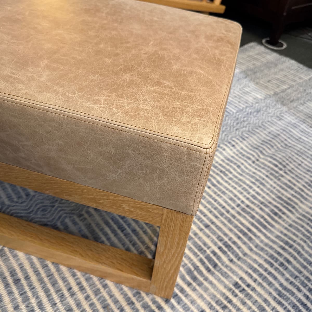Custom Leather + Wood Custom Ottoman - Thumbnail 12