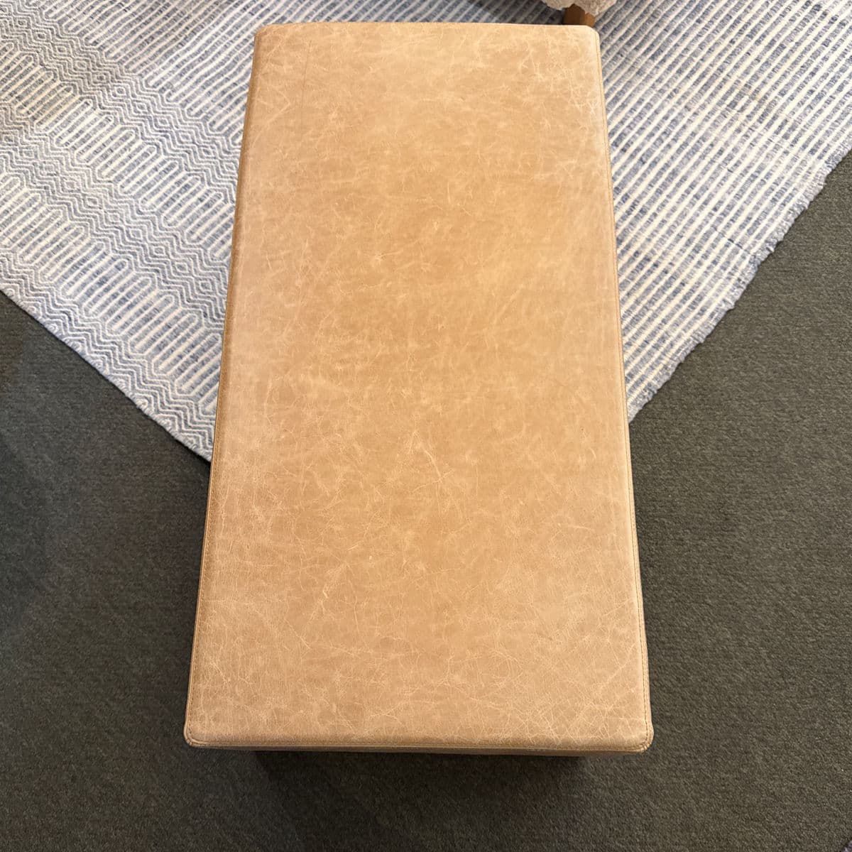 Custom Leather + Wood Custom Ottoman - Thumbnail 5