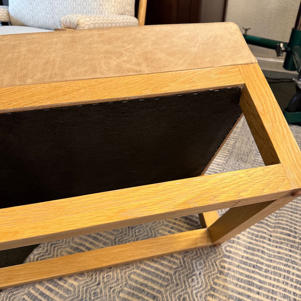 Custom Leather + Wood Custom Ottoman - Thumbnail 9