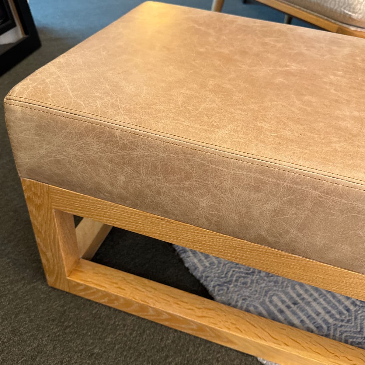 Custom Leather + Wood Custom Ottoman - Thumbnail 7