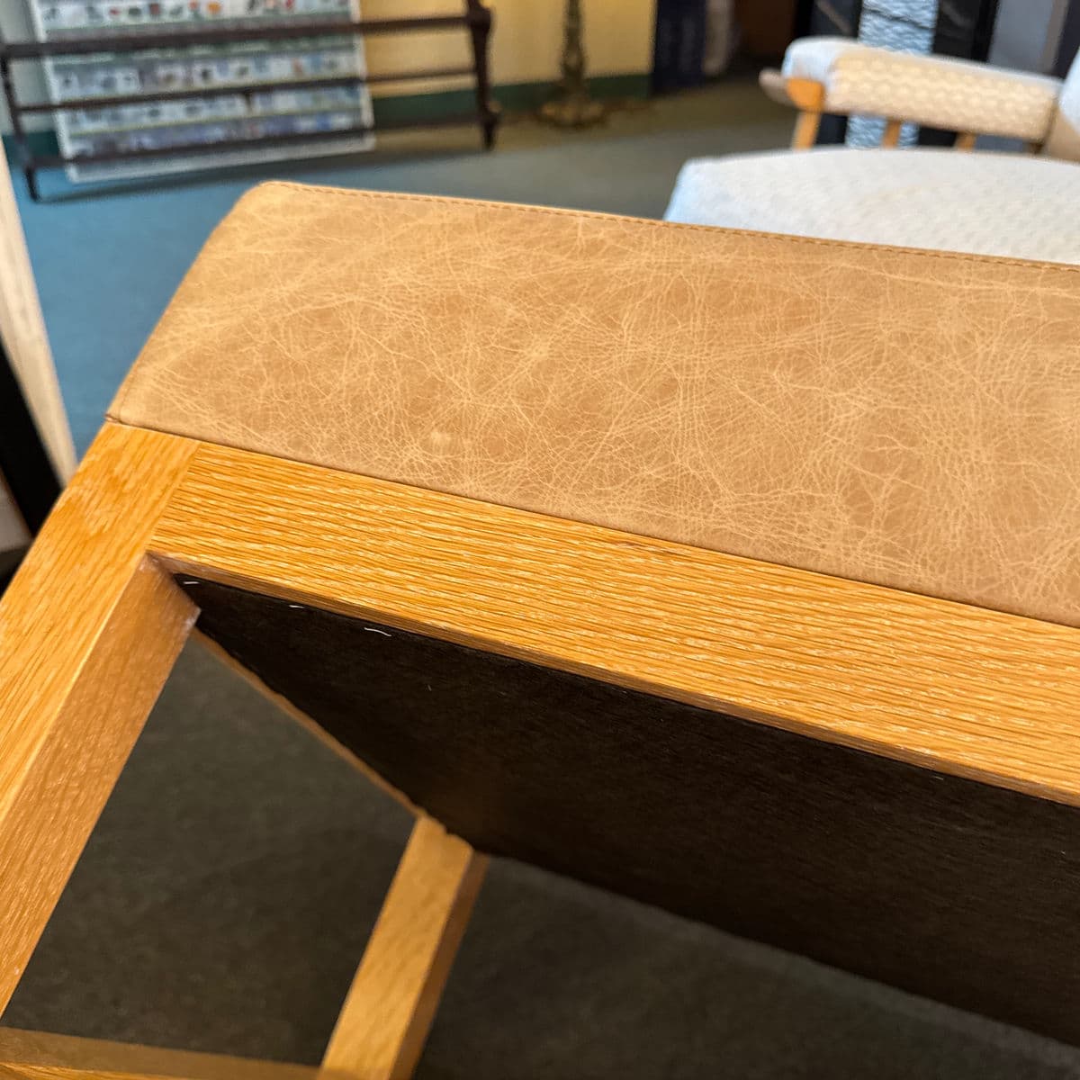 Custom Leather + Wood Custom Ottoman - Thumbnail 11