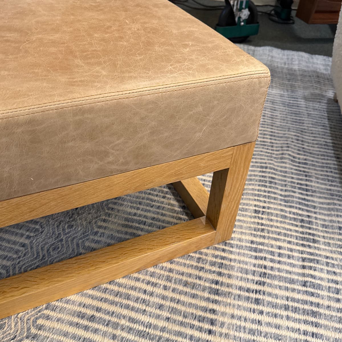 Custom Leather + Wood Custom Ottoman - Thumbnail 6