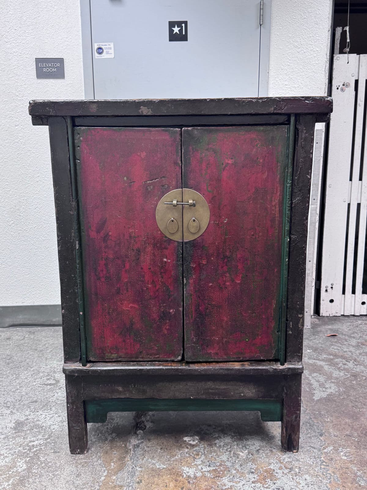 Antique Chinese Lacquered Two Door Cabinet - Thumbnail 4