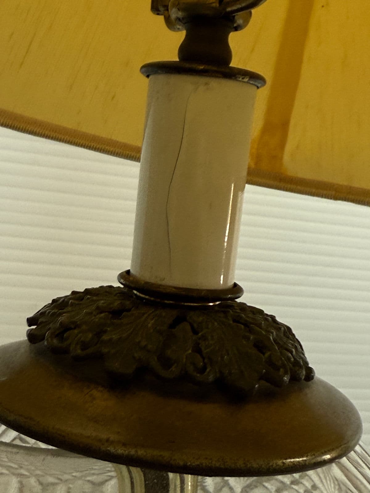 Tall Vintage Art Nouveau Cut Glass Orb Table Lamp - Thumbnail 4