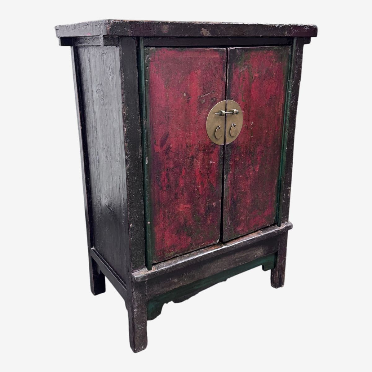 Antique Chinese Lacquered Two Door Cabinet - Image 1