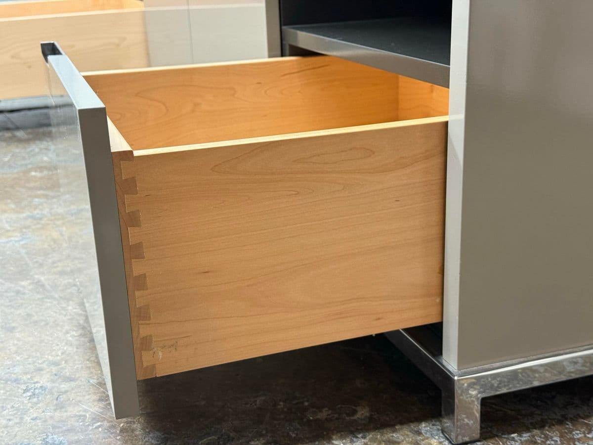 Custom Furniture Design Gray Lacquer Media Cabinet - Thumbnail 12