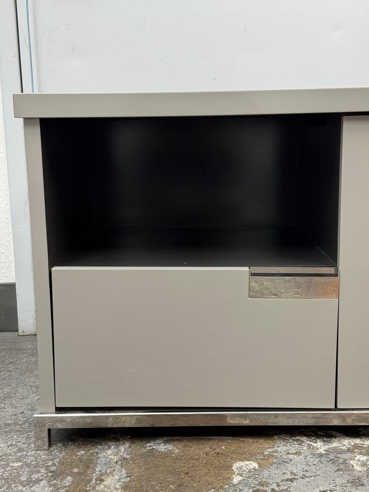 Custom Furniture Design Gray Lacquer Media Cabinet - Thumbnail 10