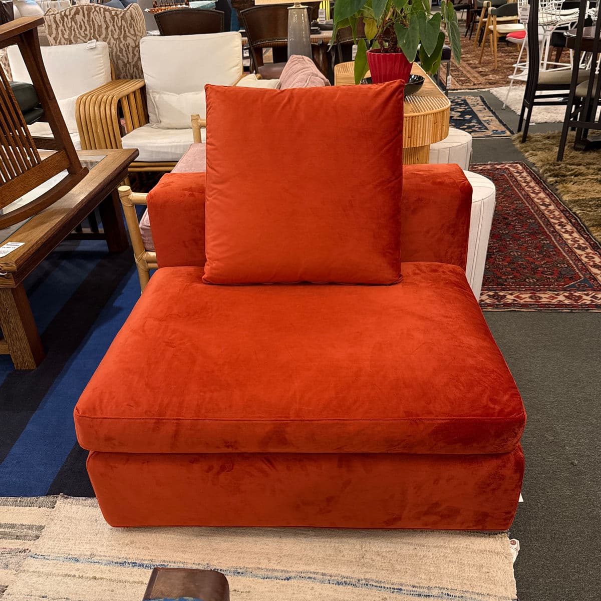 Cappellini Armless Red Slipcovered Chair + Pillow - Thumbnail 3